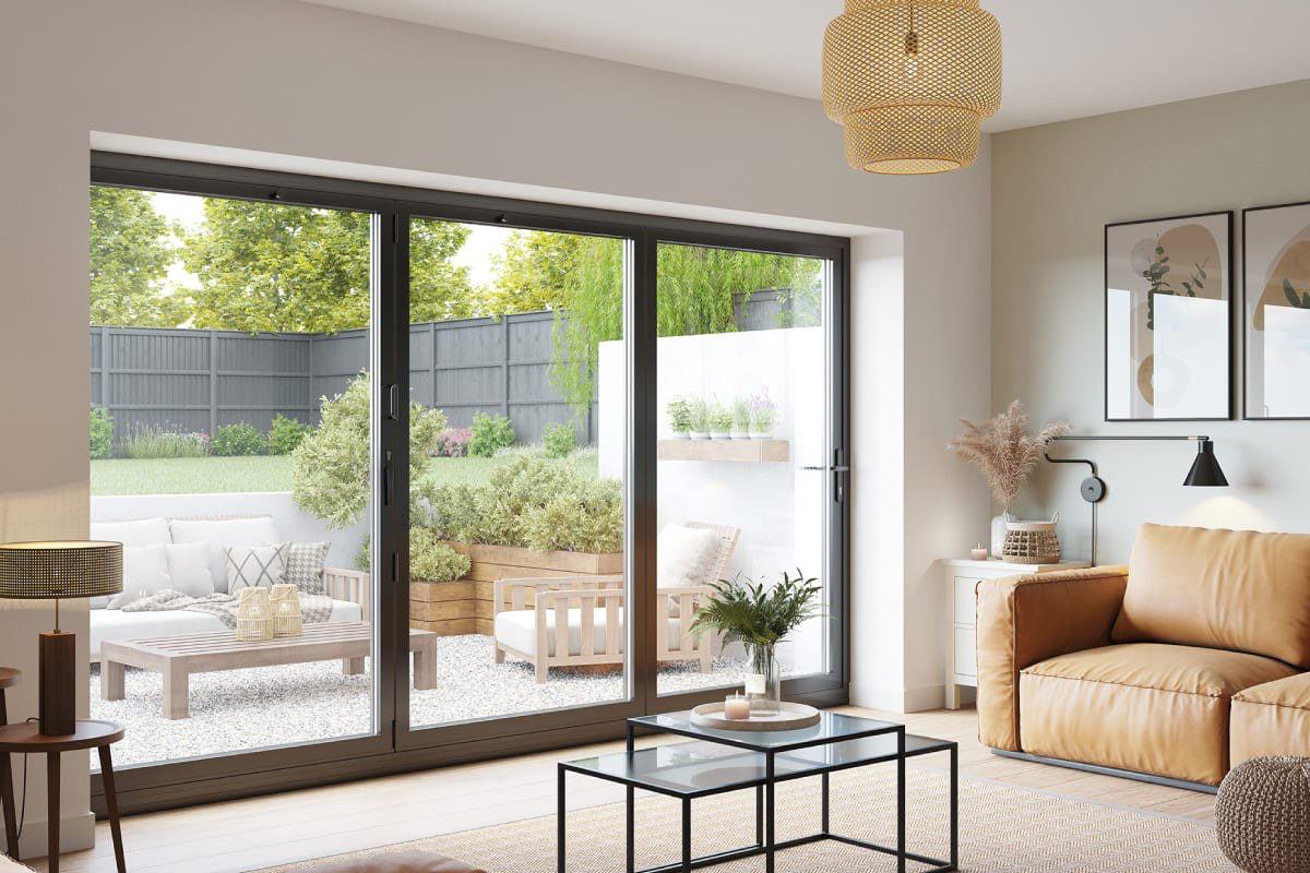 living space with bi-folding doors on display